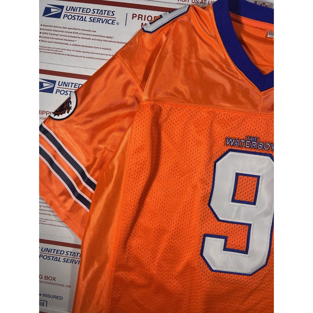 The Waterboy Bobby Boucher #9 Football Jersey Adam Sandler Orange‎ Men's L - Picture 3 of 7